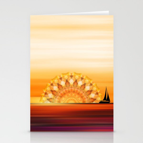 Sunset Sail - Warm Sunset Beach Art Stationery Cards