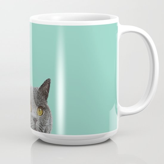 Duck Egg Blue British Short Hair Wall Decor Cat Clock Coffee Mug