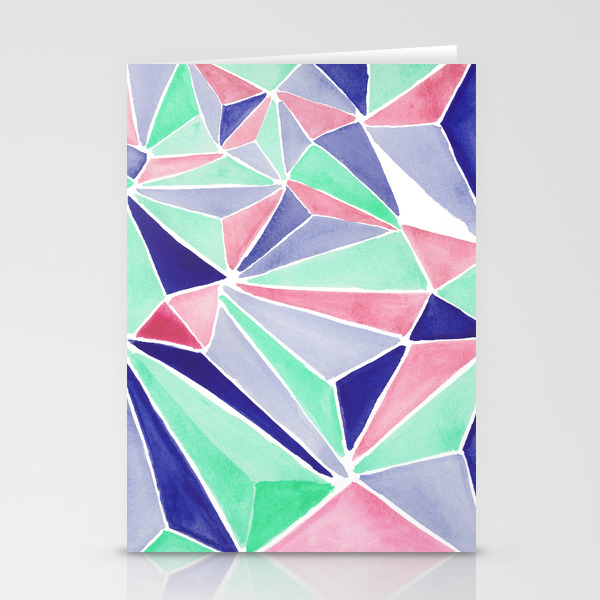Watercolor Colorful Mint Triangles Watercolor Geometry 3d Effect