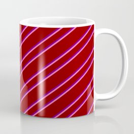 [ Thumbnail: Dark Red, Purple, and Hot Pink Colored Striped/Lined Pattern Coffee Mug ]