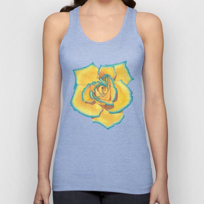 Yellow and Turquoise Rose Tank Top