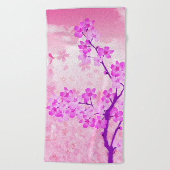 Cherry Blossom - Variation 4 Beach Towel