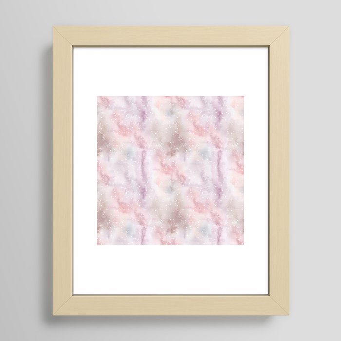 Mauve pink lilac white watercolor paint splatters Framed Art Print