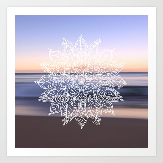 Leaf mandala - beachside Art Print