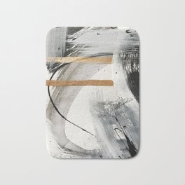 Armor [7]: a bold minimal abstract mixed media piece in gold, black and white Bath Mat