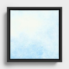 Soft Blue and Hearts Framed Canvas