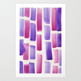 Stripe Violet Pink   | 190213 Watercolour Abstract Painting Art Print