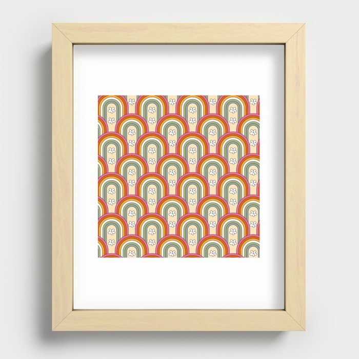 70s Retro Floral Pattern 09 Recessed Framed Print