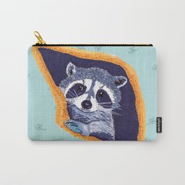 Peeking Raccoons #2 Blue Pallet Carry-All Pouch