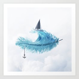 Water Feather • Blue Feather I Art Print