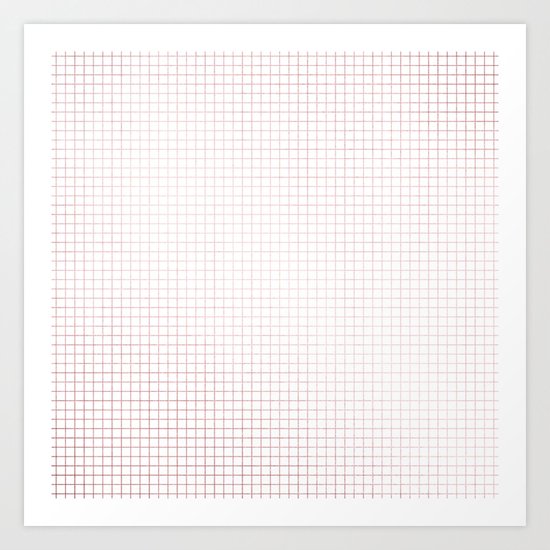 Simply Grid Lines in Rose Gold Sunset Art Print