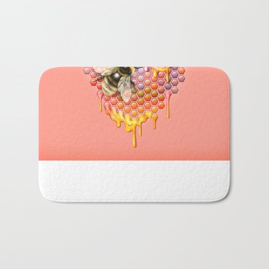 valentines heart, bumblebee, beehive Bath Mat