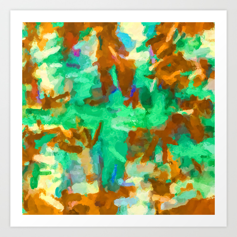 Splash Painting Texture Abstract Background In Green And Brown Art Print By Timla Society6
