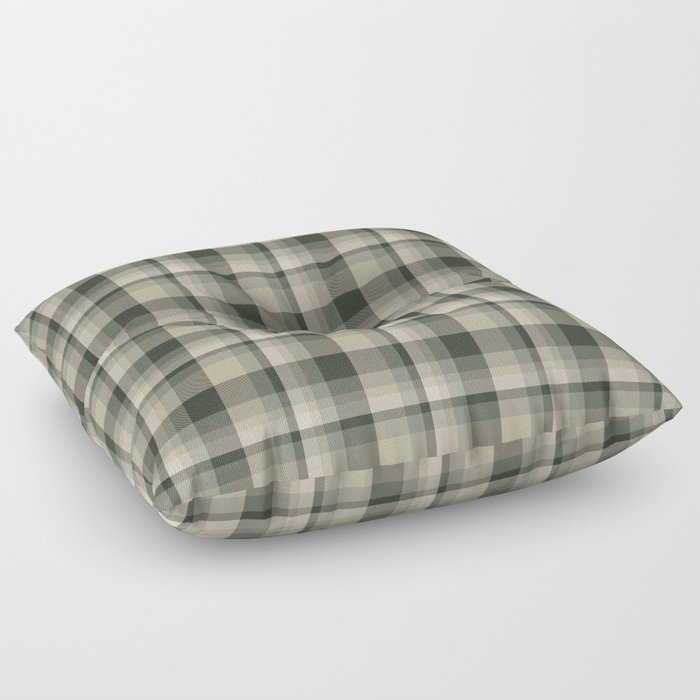 Green Plaid Tartan Textured Pattern Floor Pillow