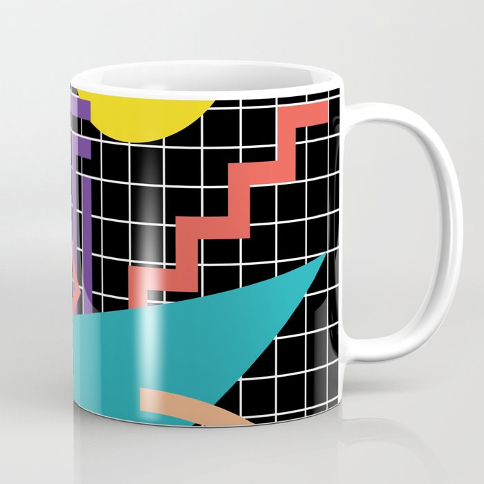 Memphis Pattern - 80s Retro Black Coffee Mug