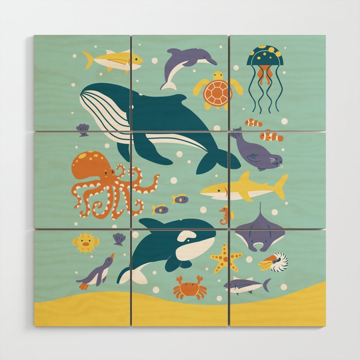 Sea Animals Wood Wall Art By Clairelordon
