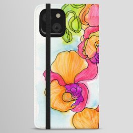 Orchid Watercolor Bright iPhone Wallet Case