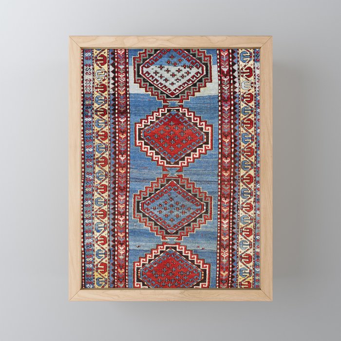 Kazak  Antique South West Caucasus Rug Print Framed Mini Art Print