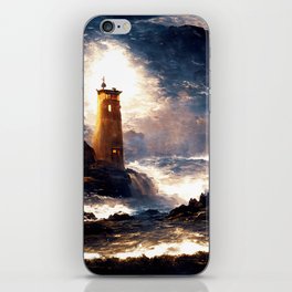 A lighthouse in the storm iPhone Skin