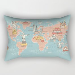 Cute World map cartoon style Rectangular Pillow
