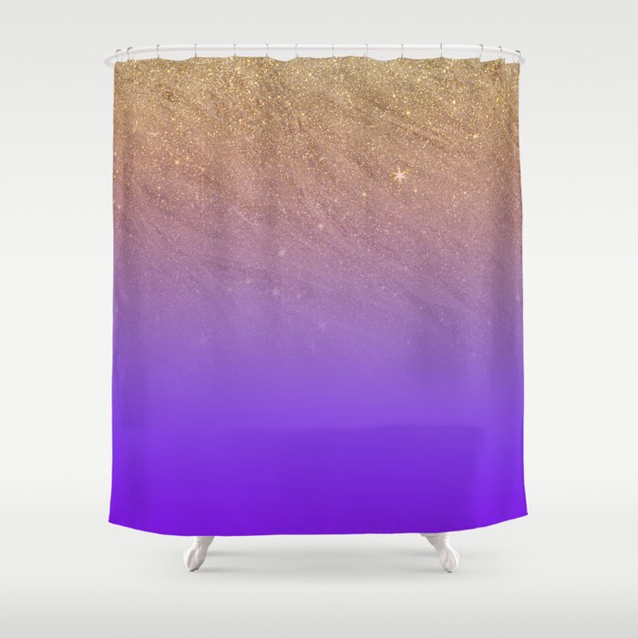 Elegant gold faux glitter chic purple gradient pattern Shower Curtain
