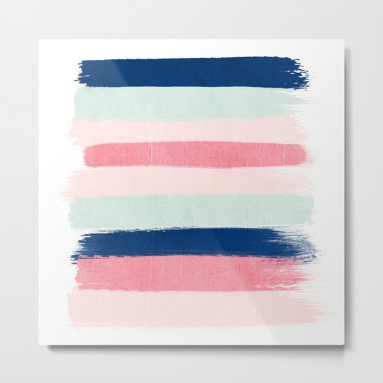Painted stripes trendy color palette minimal striped decor nursery home Metal Print