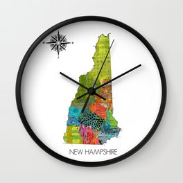 Map of NH Art Collage Wall Clock