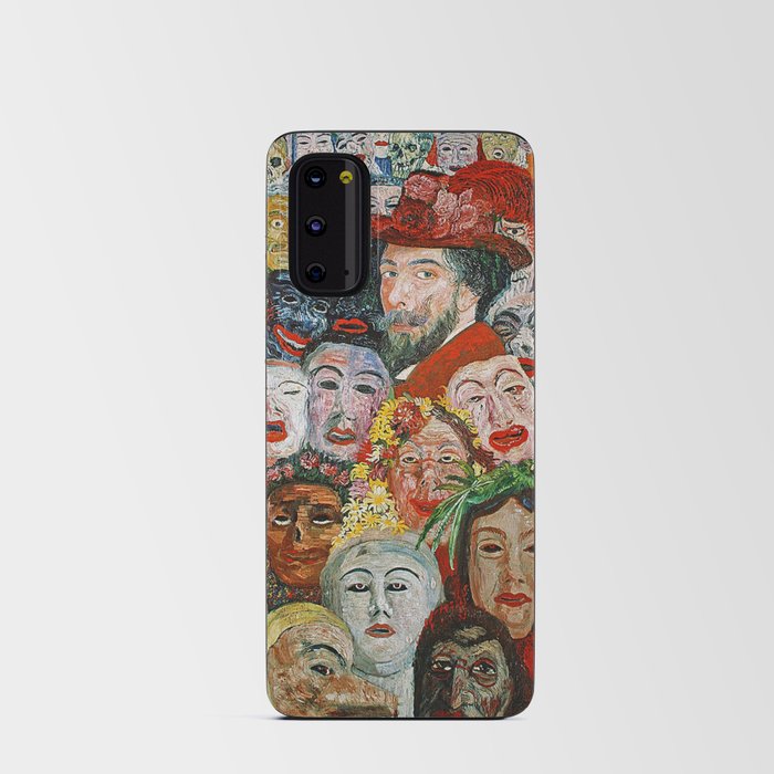 A face in the crowd; Ensor with Masks, self-portrait, Ensor aux masques grotesque art portrait painting by James Ensor Android Card Case