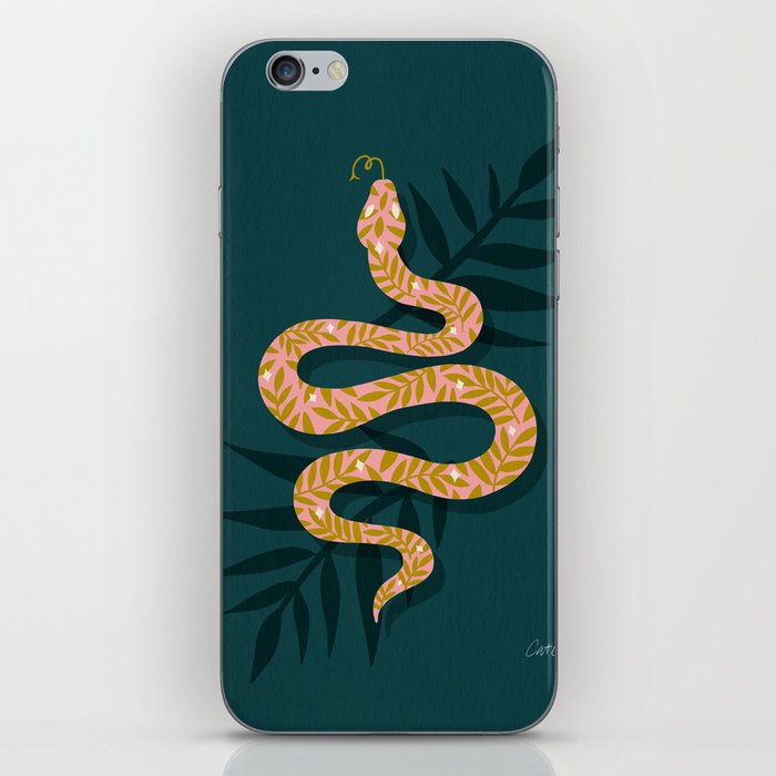 Tropical Serpent – Teal & Blush iPhone Skin