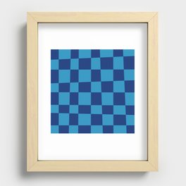Abstract Checker Pattern 225 Blue on Blue Recessed Framed Print