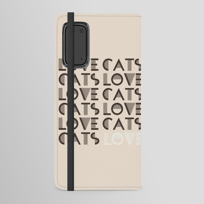 Love Cats - Linen & Brown neutral colors  modern abstract illustration   Android Wallet Case