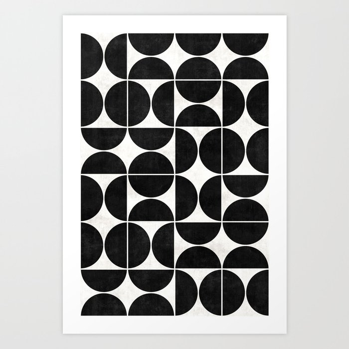 Mid-Century Modern Pattern No.3 - Black and White Art Print by Zoltan ...