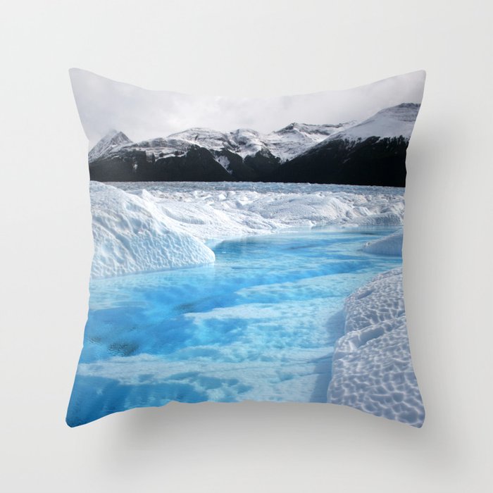 Argentina Photography - Cold Blue Water By The Snowy Mountains Throw Pillow