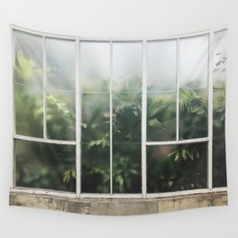 Hot House Window with Jungle of Palms Photograph Wall Tapestry