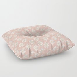 Daisy Pattern Retro Pattern - Pink Blush White Yellow Floor Pillow