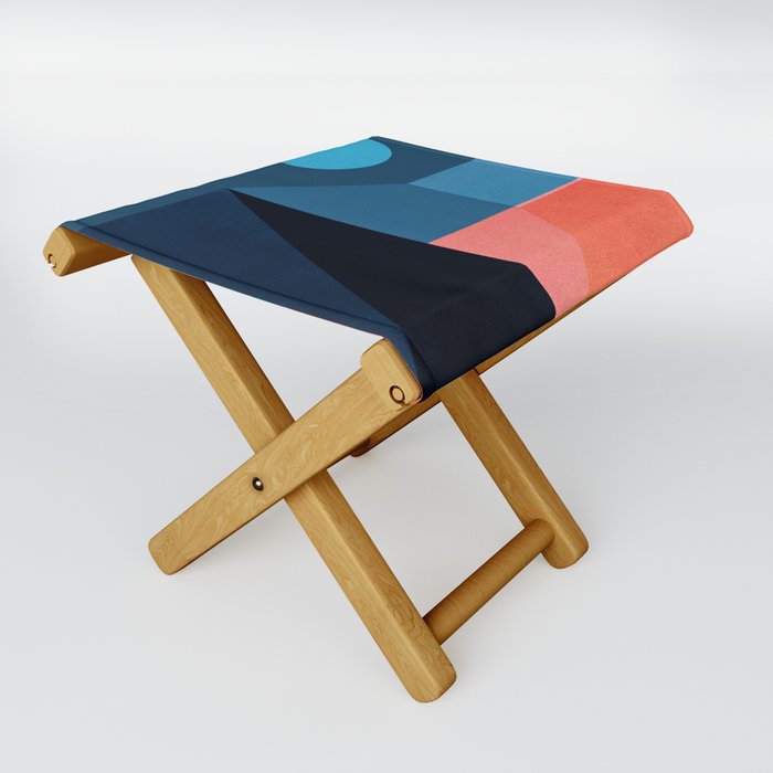 Abstraction_ARCHITECTURE_MOON_BLUE_NIGHT_POP_ART_M0213A Folding Stool