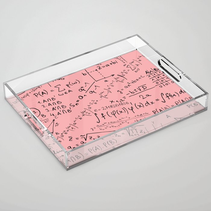 Math Equation On Pink Background Pattern Acrylic Tray