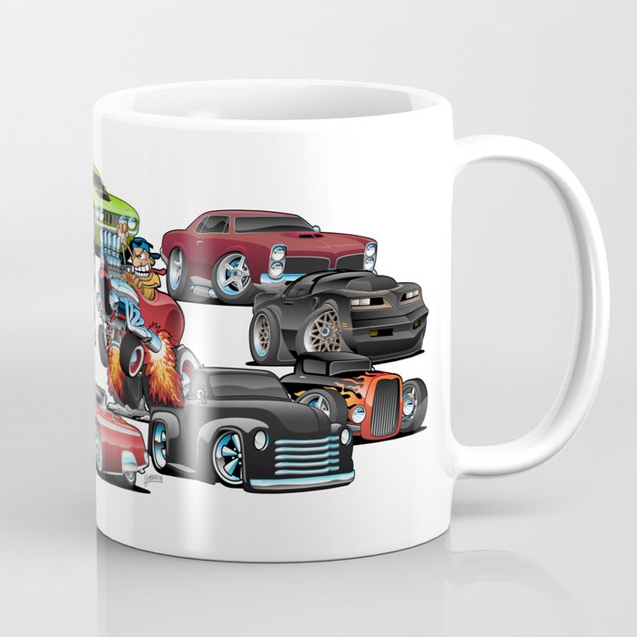Classic hot rod fifties muscle car with cool couple cartoon Coffee Mug by  hobrath