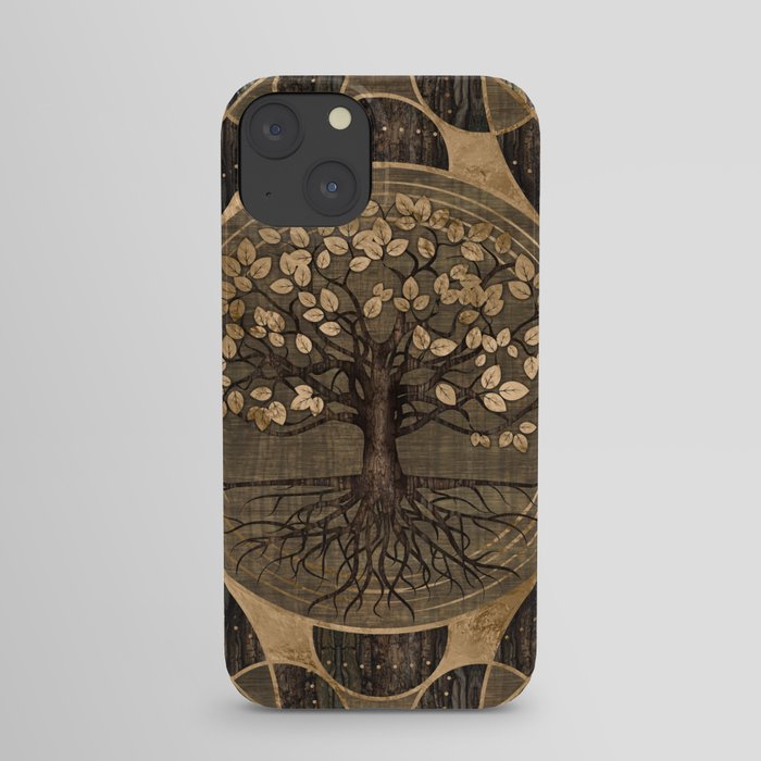Tree of life - Yggdrasil - Wood and Gold iPhone Case