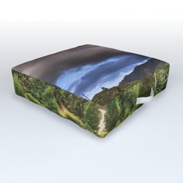 Landscape of the mountains of Salamanca on a stormy day. Outdoor Floor Cushion | Storm, Hill, Cloudy, Salamanca, Sierradegata, Flowers, Sky, Landscape, Countryside, Horizon 