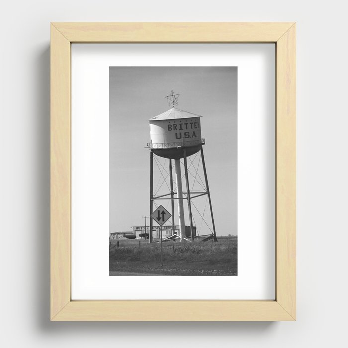 Route 66 - Leaning Water Tower 2007 BW Recessed Framed Print