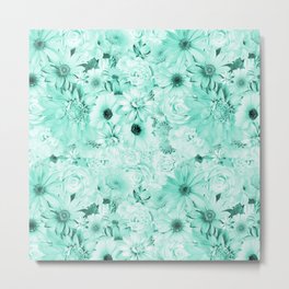 mint green floral bouquet aesthetic cluster Metal Print