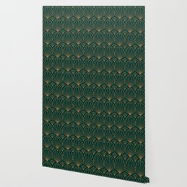 Art Deco Emerald Green & Gold Pattern Wallpaper