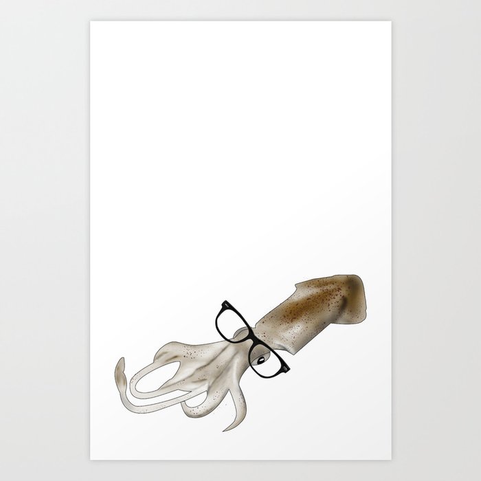 Hipster Squid! Art Print