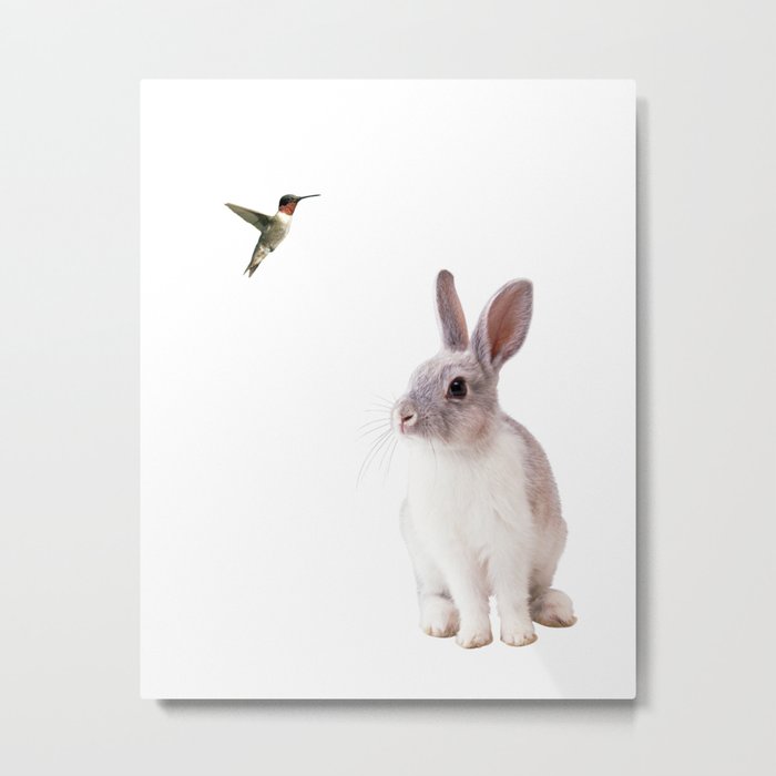 A bunny and bird Metal Print