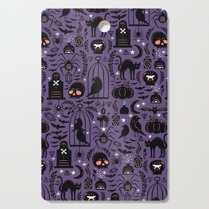 Spooky Gothic Halloween Witchcraft Purple & Black Cutting Board
