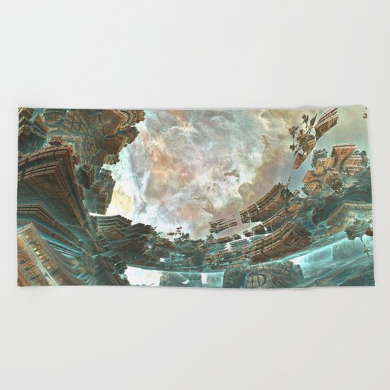 Aqua Space Shipyard Beach Towel