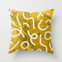 USA, Portland City Map - Yellow Throw Pillow