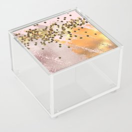 Smooth Rose Gold Glitter On Pink Background Acrylic Box