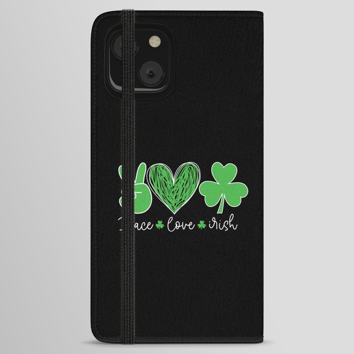 St Patricks Day Women Peace Love Irish iPhone Wallet Case